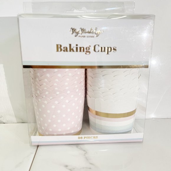 NEW My Minds Eye Polka Dot and Stripes Baking Cups, Pink/ Gold/ Multi - 36 Count - Picture 2 of 4